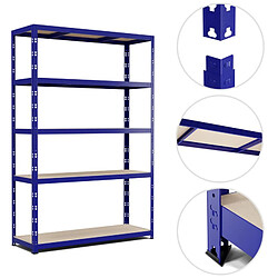 Eurospen Etagère de rangement modulable et polyvalente pour atelier, garage, cave... Charge Lourde max 875kg -180x120x40cm - Bleu 