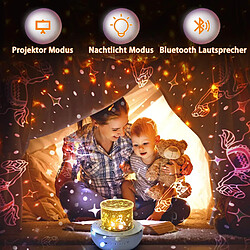 Avis Universal Projecteur 3 en 1 Lampe de nuit pour enfants, haut-parleur LED Bluetooth Projecteur Star 360 ° Rotation Bébé Lampe de chevet pour enfants avec télécommande Décoration de chambre Cadeau pour nouveau-né, (blanc)