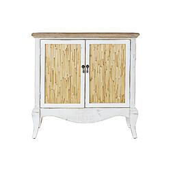 Visiodirect Commode en bois sapin blanc avec 2 portes et 1 étagère - Largeur 81,5 x Hauteur 82,5 x Profondeur 38cm 