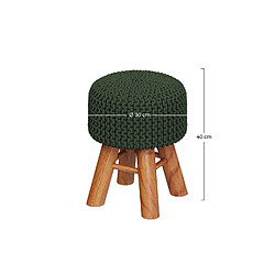 Rendez Vous Deco Petit tabouret tricot Lisa vert kaki