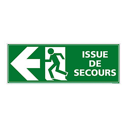 Signaletique Biz Panneau Issue de Secours Flèche Gauche. Panneau Sortie de Secours. Autocollant Issue Secours Flèche Gauche - 350 x 125 mm - Adhésif - Adhésif