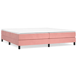 vidaXL Sommier à lattes de lit avec matelas Rose 200x200 cm Velours