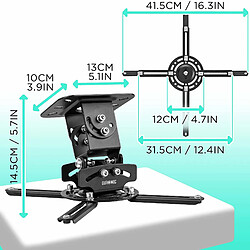 Duronic PB03XB Support vidéoprojecteur Universel inclinable et Rotatif - Charge Max. 13,6 kg - Installation Plafond - Idéal pour Home cinémas, Jeux vidéos, présentations, conférences