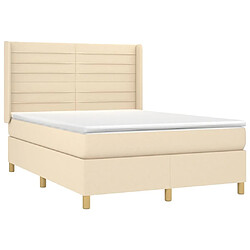 Avis Maison Chic Lit Adulte - Lit simple Lit à sommier tapissier avec matelas moelleux - Meuble de Chambre - Crème 140x190 cm Tissu -MN12357