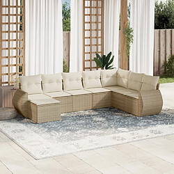 Maison Chic Salon de jardin avec coussins 8 pcs | Ensemble de Table et chaises | Mobilier d'Extérieur beige résine tressée -GKD39567