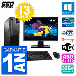 PC Lenovo M93p SFF Ecran 22" Intel i3-4130 RAM 32Go SSD 480Go Windows 10 Wifi - Occasion