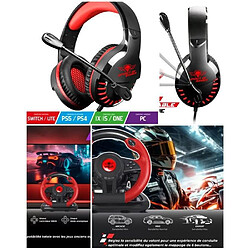 CASQUE PC + Volant et pédales de jeu Vidéo Race Pro Wheel 1 compatible WINDOWS 11/ PC SPIRIT OF GAMER PROGRAMMABLE 6 boutons