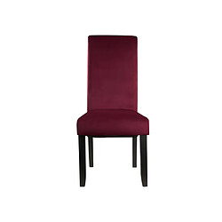 Vente-Unique Lot de 6 chaises DELINA - Velours matelassé & pieds bois - Bordeaux