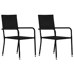 vidaXL Chaises de salle à manger d'extérieur 2 pcs Résine tressée Noir