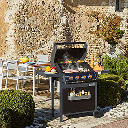 Avis Brasero - Barbecue SPRING II 4 Feux - Surface de cuisson mixte - 1/4 plaque Fonte - 3/4 grille Fonte - 12,6 kW - Noir