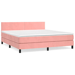 Maison Chic Lit Adulte - Lit simple Lit à sommier tapissier avec matelas moelleux - Meuble de Chambre - Rose 180x200 cm Velours -MN28864