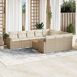 Maison Chic Salon de jardin 11 pcs avec coussins | Ensemble de Table et chaises | Mobilier d'Extérieur beige résine tressée -GKD28885