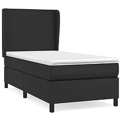 vidaXL Sommier à lattes de lit avec matelas Noir 100x200 cm Similicuir