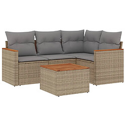 vidaXL Salon de jardin avec coussins 5 pcs beige résine tressée