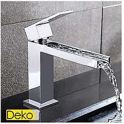 iDeko® Robinet Mitigeur lavabo cascade Robinet d'évier cascade contemporain Finition laiton chromé Un trou de mitigeur