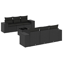 Maison Chic Ensemble Tables et chaises d'extérieur 7pcs avec coussins,Salon de jardin noir résine tressée -GKD987270