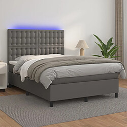 vidaXL Sommier à lattes de lit avec matelas et LED Gris 140x200 cm 