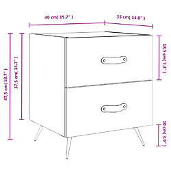 vidaXL Tables de chevet 2 pcs blanc brillant 40x35x47,5 cm pas cher