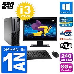 PC Lenovo M92p SFF Ecran 19" Intel i3-2120 RAM 8Go SSD 240Go Windows 10 Wifi · Occasion 