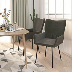 Avis Maison Chic Lot de 2 Chaises à manger,Chaise pour cuisine,Solide Structure Gris foncé Velours -MN44696