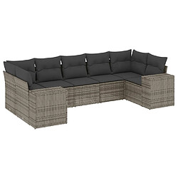 vidaXL Salon de jardin avec coussins 7 pcs gris résine tressée