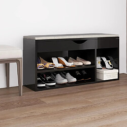 Maison Chic Banc à chaussures | Meuble de rangement à chaussures Meuble d'Entrée coussin Noir brillant 104x30x49 cm Aggloméré -MN50791