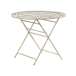 Beliani Table de jardin cm Métal Blanc cassé BIVIO