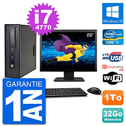 PC HP 800 G1 Ecran 22" Core i7-4770 RAM 32Go Disque 1To Windows 10 Wifi · Occasion 