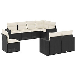 vidaXL Salon de jardin 8 pcs avec coussins noir résine tressée