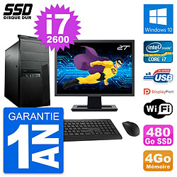 PC Tour Lenovo M91p Ecran 27" Core i7-2600 RAM 4Go SSD 480Go Windows 10 Wifi · Occasion 