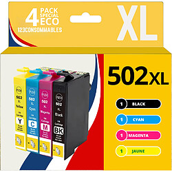 123CONSOMMABLES - 502XL - Cartouche d'encre Compatible pour Epson 502 XL pour Epson Expression Home XP-5100 XP5100 XP-5105 XP-5150 XP-5155 Workforce WF-2860 WF-2865 WF-2880 WF-2885 (4 pack) 