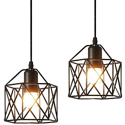 Stoex Lot de 2 Lustre Suspension Métal Noir, Plafonnier Salle à Manger Fer Forgé, Câb Lot de 2 Lustre Suspension Métal Noir, Plafonnier Salle à Manger Fer Forgé, Câble Réglable Ampoules E27 pour Restaurant Salon Chambre et Escalier