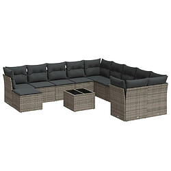 Maison Chic Salon de jardin avec coussins 12 pcs | Ensemble de Table et chaises | Mobilier d'Extérieur gris résine tressée -GKD68743