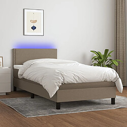 Sommier à lattes LED,Cadre à lattes de lit avec matelas pour Adulte Taupe 90x190 cm Tissu -MN21199