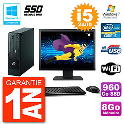 PC Fujitsu Esprimo E500 E85+ DT Ecran 19" i5-2400 RAM 8Go SSD 960Go DVD Wifi W7 · Occasion 