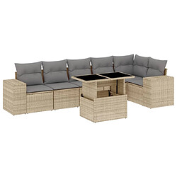 vidaXL Salon de jardin avec coussins 7 pcs beige résine tressée