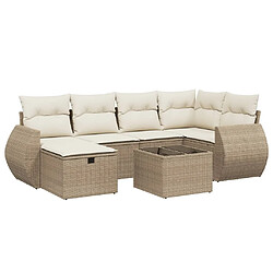 Maison Chic Salon de jardin avec coussins 7 pcs, Ensemble Tables et chaises de jardin, beige résine tressée -GKD264840 