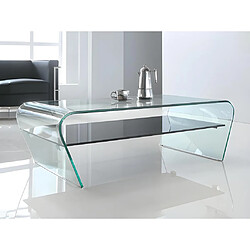 Vente-Unique Table basse - Verre trempé - Tablette noire laquée - KELLY