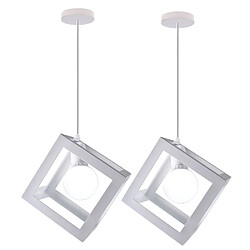 Stoex 2PCS Suspension Lustre en Forme de Cube Suspension Luminaire Moderne Plafonnier Rétro Vintage Blanc 