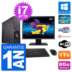 PC Fujitsu E920 DT Ecran 19" Intel i7-4770 RAM 8Go Disque 1To Windows 10 Wifi - Occasion