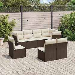 vidaXL Salon de jardin 8 pcs avec coussins marron résine tressée