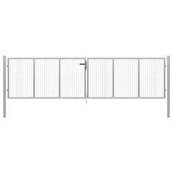 vidaXL Porte de jardin Acier galvanisé 415x150 cm Argenté