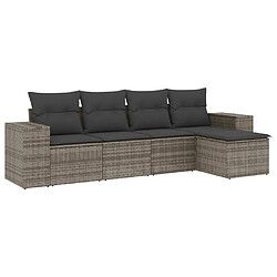 vidaXL Salon de jardin 5 pcs avec coussins gris résine tressée