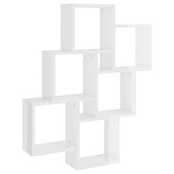 Maison Chic Étagère cube murale,Etagère de rangement flottante Blanc brillant 78x15x93 cm Aggloméré -MN77696