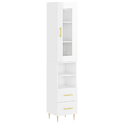 Maison Chic Buffet,Meuble de Rangement,commode pour salon,Cuisine Blanc brillant 34,5x34x180 cm Bois d'ingénierie -MN91188