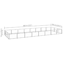 vidaXL Chenil Argenté 24 m² Acier pas cher