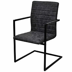 Maison Chic Lot de 6 Chaises à manger cantilever,Chaises de cuisine style scandinave - noir similicuir -MN66003