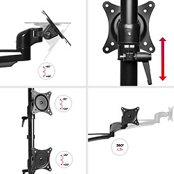 Duronic DM453VX1 Support Quadruple 4 Ecrans à Pince pour Bureau - Hauteur Ajustable - VESA 75/100 - Rotatif/Inclinable/Pivotable pas cher