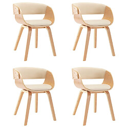 Maison Chic Lot de 4 Chaises à manger,Chaise pour cuisine crème bois courbé et similicuir -MN50366