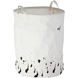 Premier Housewares Panier à Linge en Tissu TC (60% Polyester, 40% Coton), Blanc/Noir 